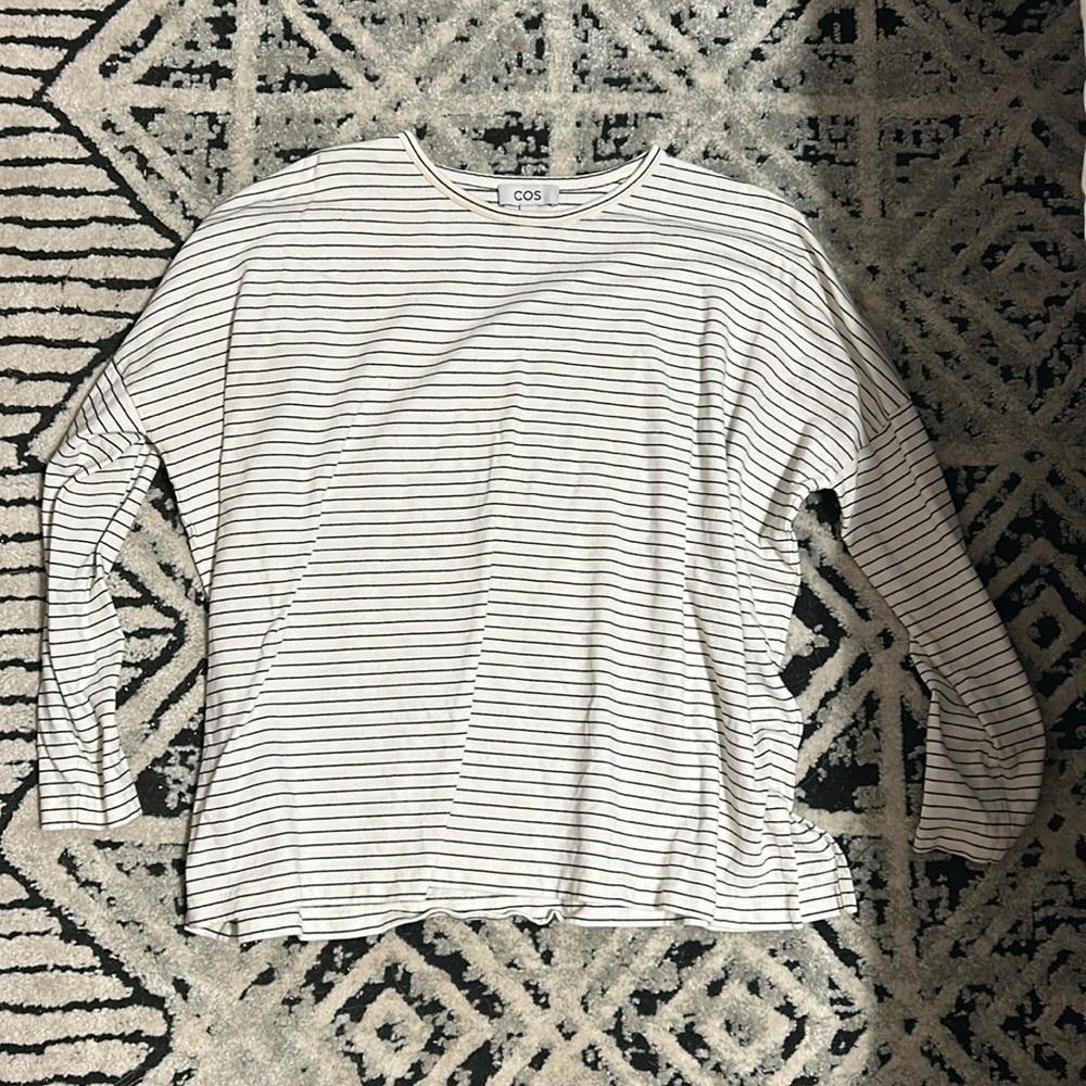 COS Oversized Boxy Fit Long Sleeve Striped Tunic Top Size Small